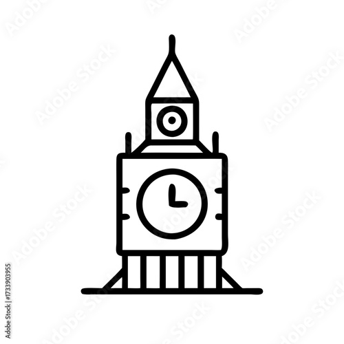 Vector art of big ben icon, representing the iconic clock tower in london, england