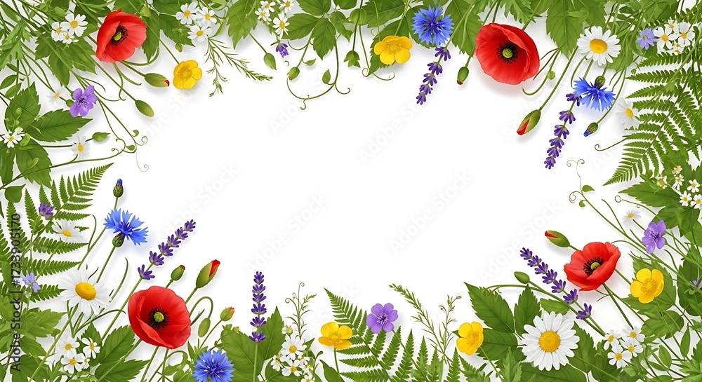 Fototapeta premium Colorful Floral Border Design.