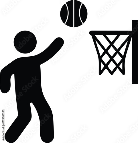 person playing basketball silhouette vector icon