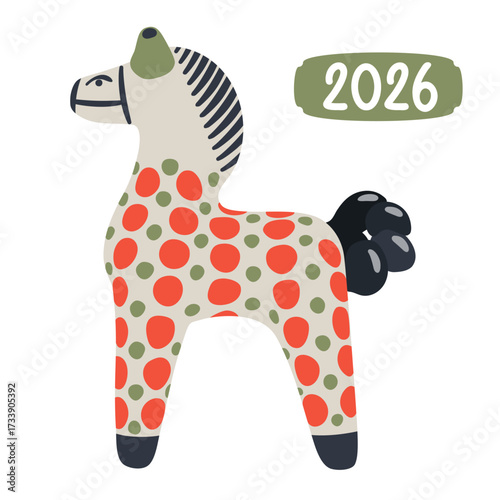 Sculpture of Dymkovsky toy Horse. Inscription 2026