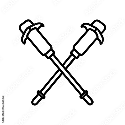 Vector art of crossed lacrosse sticks sport equipment concept icon in line style