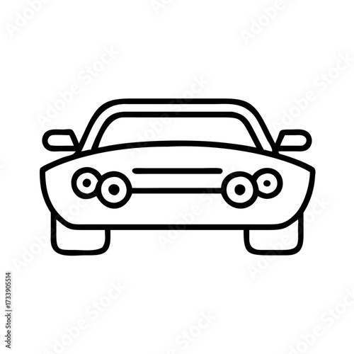 Vector art of front view of a car a simple icon of a vehicle with headlights