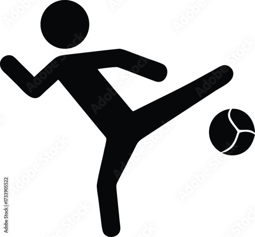vector illustration of football soccer kick silhouette icon