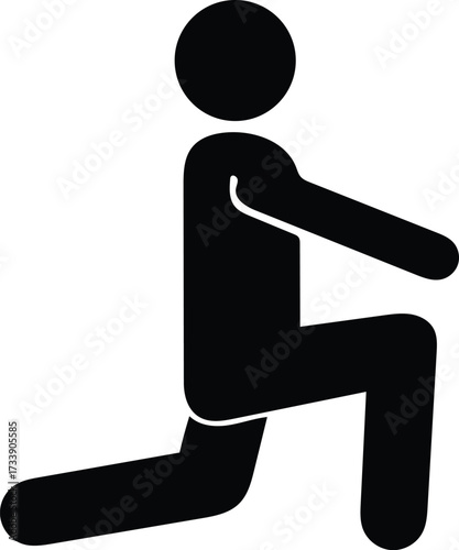 lunging posture silhouette vector icon illustration