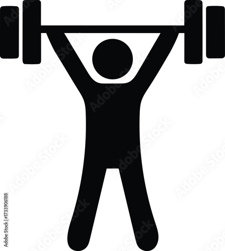 weightlifting barbell overhead silhouette vector icon