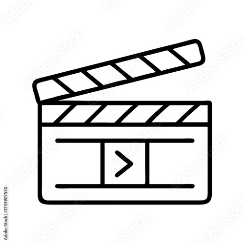 Vector art of clapperboard, representing film production, movie making, and video editing