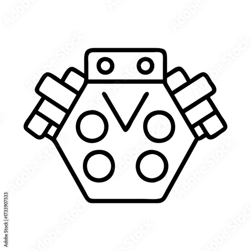 Vector art of inline engine icon automotive motor with cylinder, piston and crankshaft