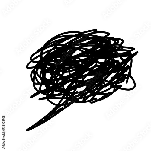 A Black Scribbled Speech Bubble Representing Unclear Communication or Thoughts