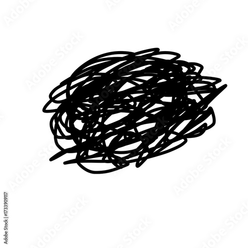 Abstract black scribbles on a white background representing chaos and disorder