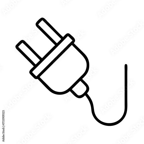 Vector art of electric plug power cord for appliance or device minimal design