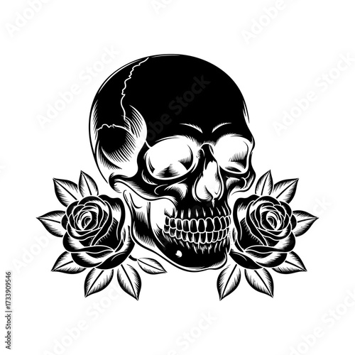 Skull and Vintage Tattoo T-shirt Vector Designs and Edgy, Punk-Inspired Graphics & Retro Tattoo Illustrations for Custom Graphic Tees-16