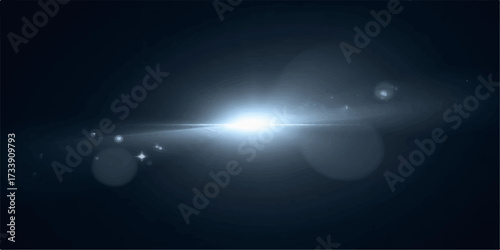 Abstract blue globe with stars and circles in the dark cosmos illustrating the night sky of planet Earth