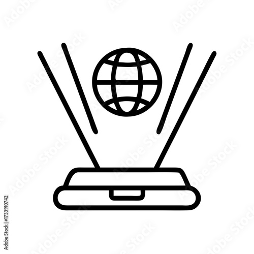 Vector art of hologram projection of the earth futuristic technology with a globe display