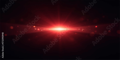 Abstract bright red glow of light and fire wave motion design on a dark background