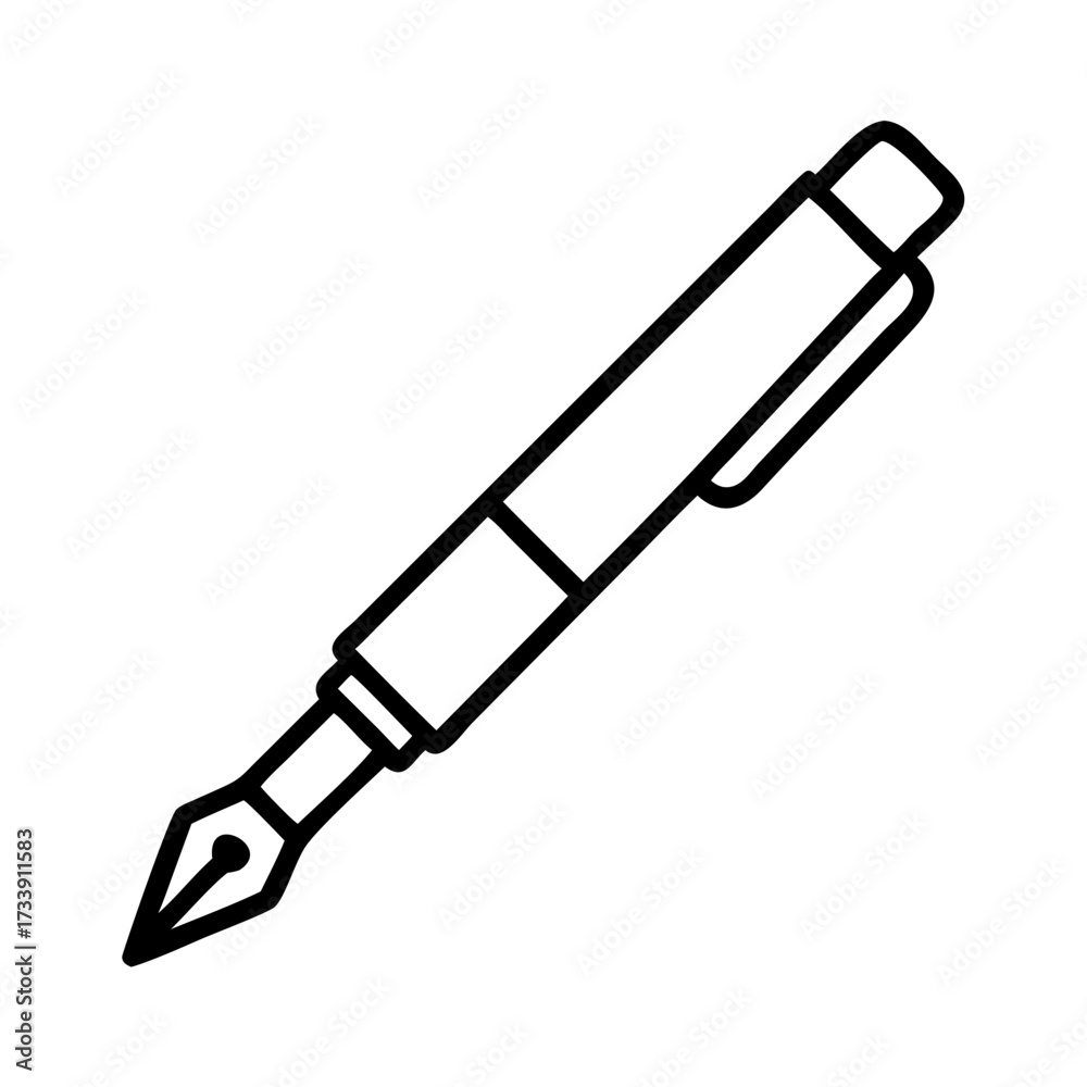 Fototapeta premium Vector art of outline icon of a fountain pen, representing writing, signing, and creativity