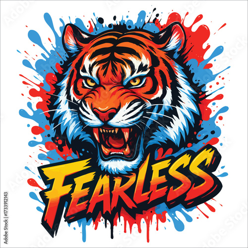 Fearless tiger face design for tshirt dtf digital print