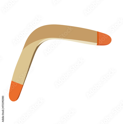 Wooden Boomerang Illustration Isolated on White Background