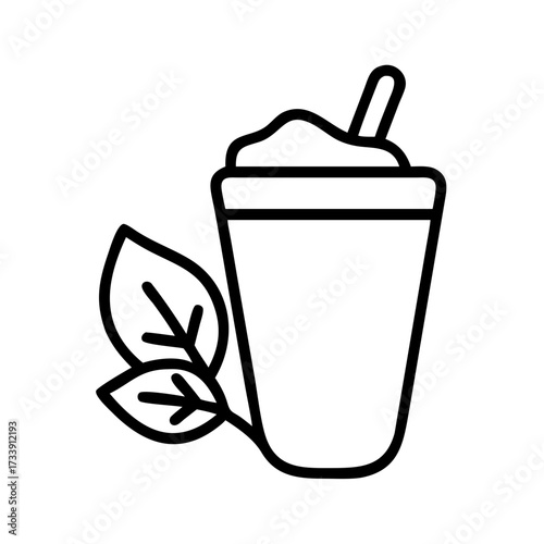Vector art of refreshing herbal smoothie in a takeaway cup, a healthy and delicious beverage
