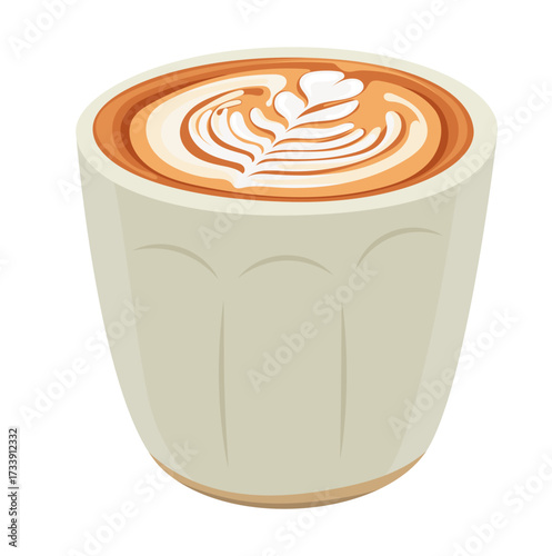 Cappuccino Latte Art Illustration Isolated on White Background