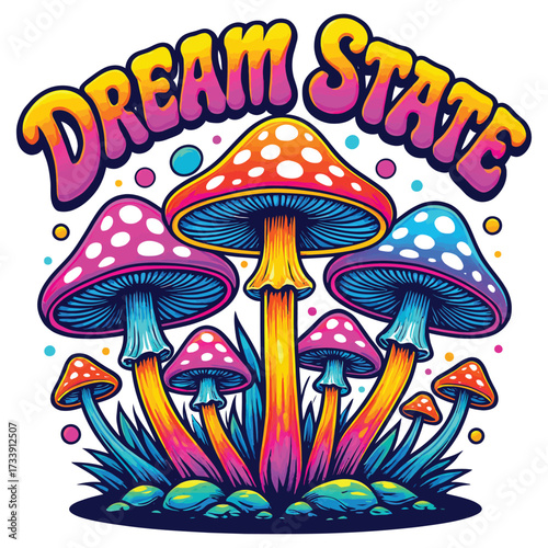 Dream state mushrooms design for tshirt dtf digital print