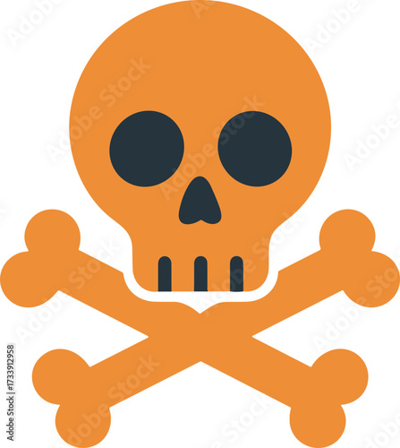 Flat Style Skull And Crossbones Spooky Symbol Illustration for Halloween