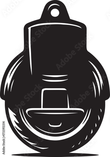 Vintage retro style black and white silhouette of a classic bottle opener tool for opening beverages
