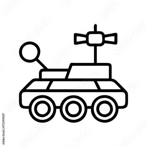 Vector art of line art of a rover with antenna, a vehicle for exploring space