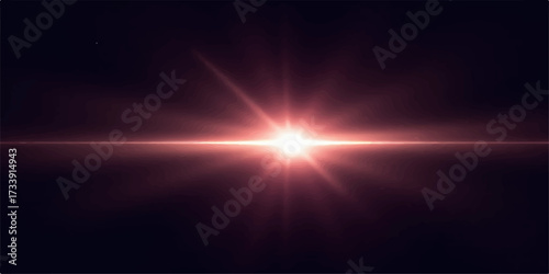 Bright sun rays flare across the deep blue night sky, illustrating the energy of a distant star in dark space