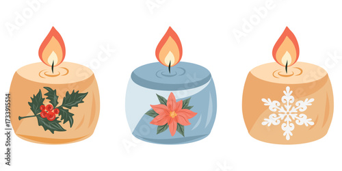 Candle set, Festive candle group, Holiday candles