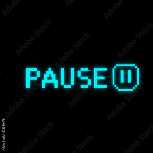 Retro Pixelated Pause Button with Glow Effect Controller Interface Element