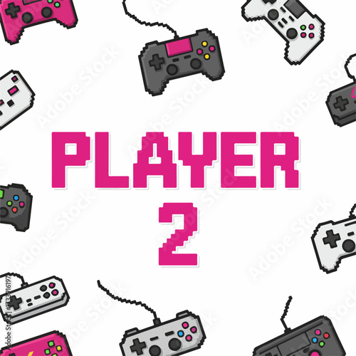 Pixelated Fun Game Controller Gamer Player Two Invitation Background