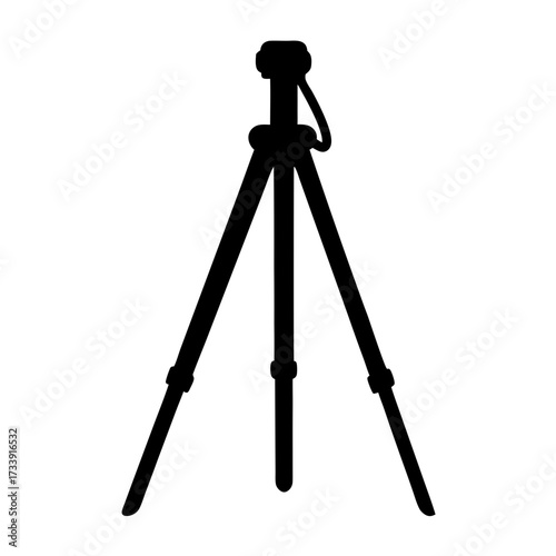 Silhouette of a camera tripod equipment, professional photography accessory for stability