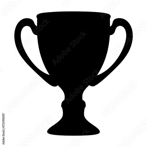 Simple black silhouette of a trophy cup, representing victory and success