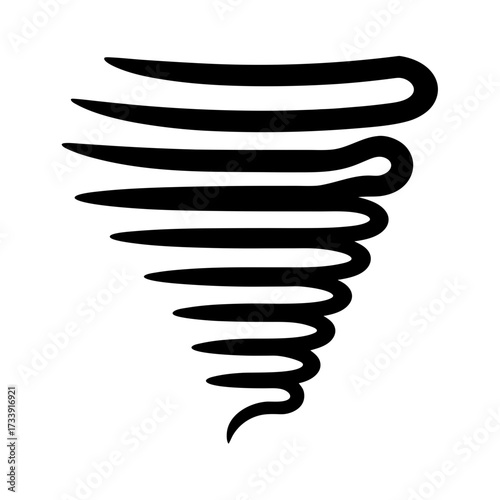 Stylized Black and White Tornado Illustration Representing a Potent Natural Force