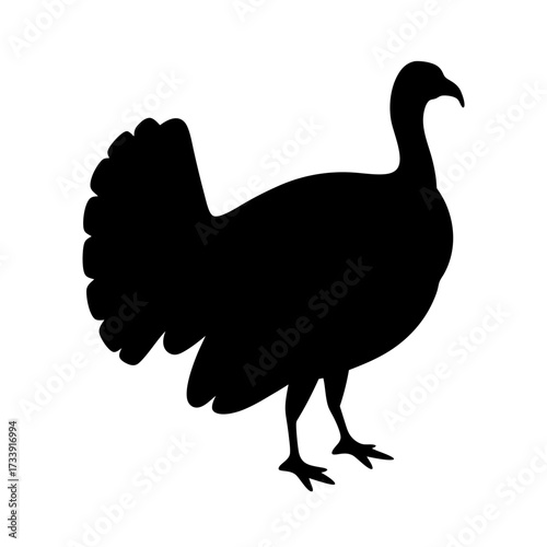 Silhouette of a Majestic Turkey Standing Proudly on a White Background
