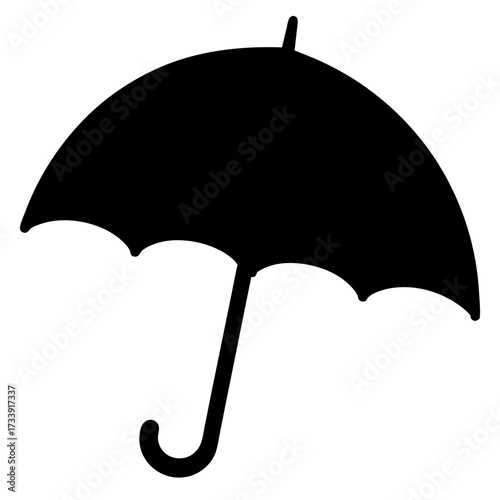 Monochrome illustration of a sturdy umbrella providing protection from the elements