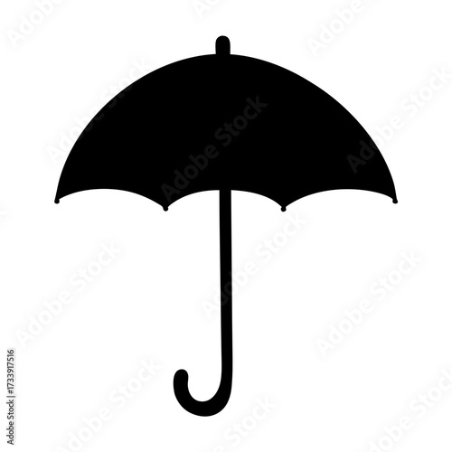 Black Umbrella Silhouette Isolated on White Background for Weather Protection needs