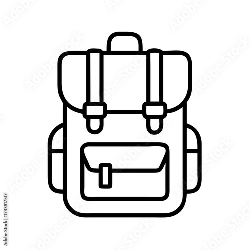 Vector art of simple black and white backpack illustration, ideal for hiking and travel