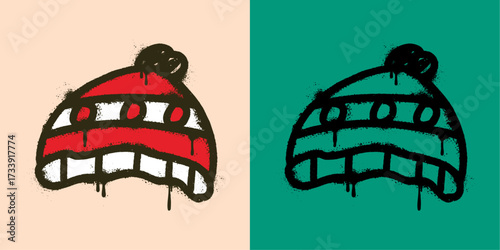 grunge style winter hat christmas icon, a simple festive illustration perfect for holiday decoration, greeting cards, apparel, and new year celebration