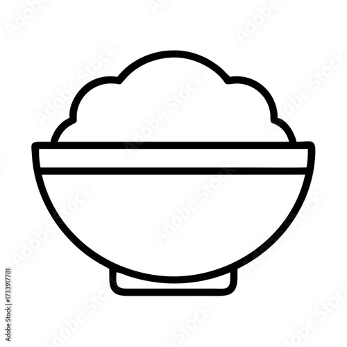 Vector art of bowl of rice icon, a simple and clean design, perfect for food related designs