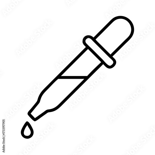 Illustration of a dropper with a drop of liquid for medical or scientific use