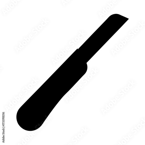 Minimalistic black and white illustration of a craft knife or box cutter