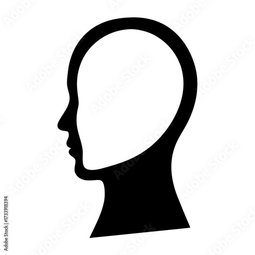 Silhouette of human head profile with empty space for thoughts and ideas