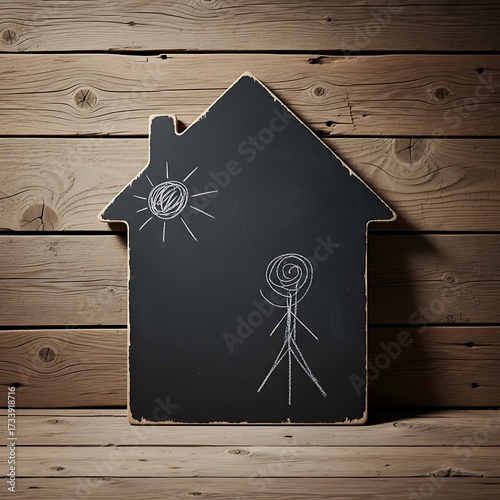 Simple Chalkboard House Drawing.