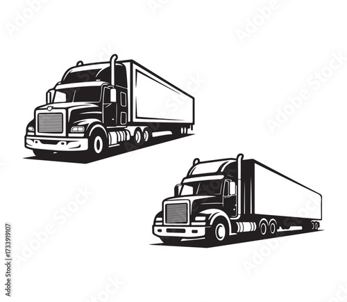 Truck Silhouette Vector Icons | Cargo Transport Trailer Illustrations