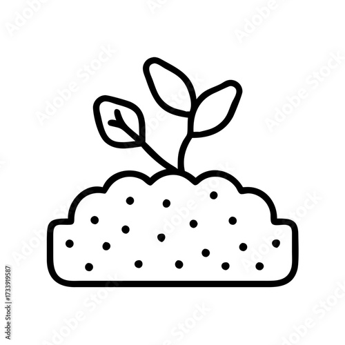 Vector art of young plant in soil, representing growth, new beginnings, and agriculture