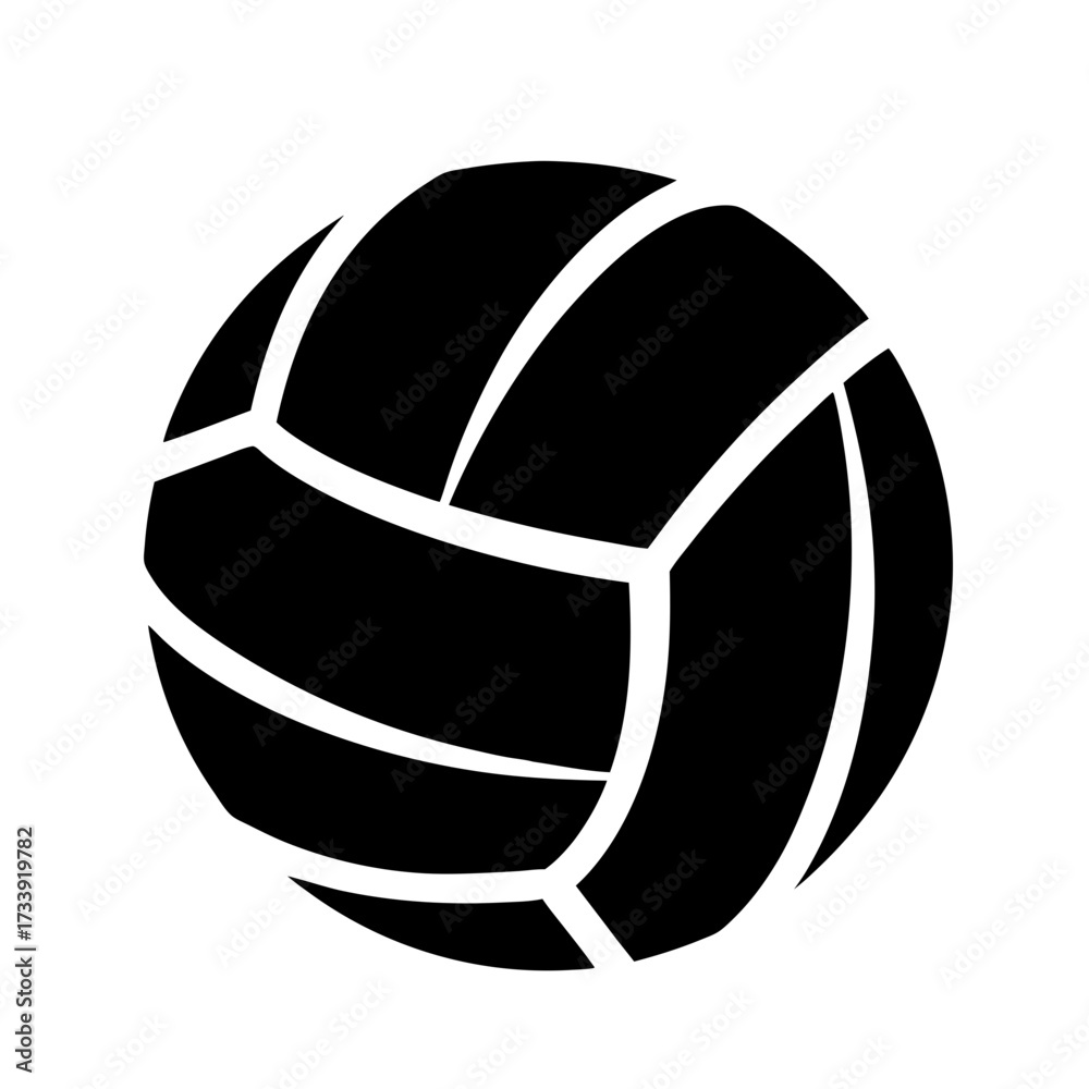 Naklejka premium Stylized black and white silhouette of a volleyball on a white background