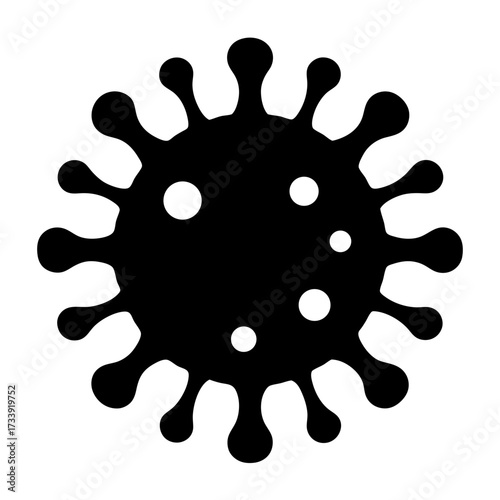Stylized black and white vector illustration of a Coronavirus or similar virus