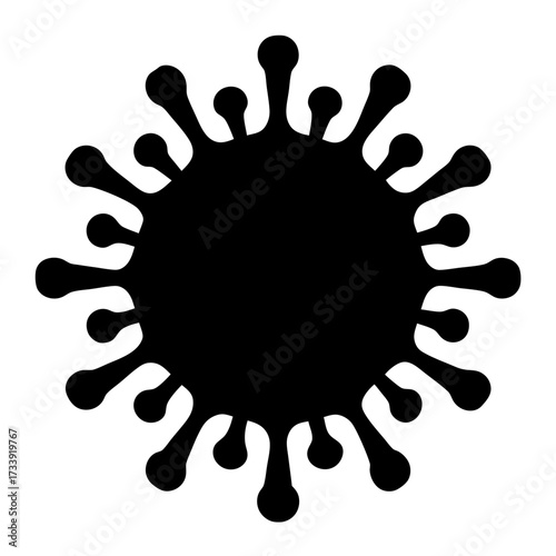 Coronavirus black and white vector illustration representing a virus pathogen spreading disease