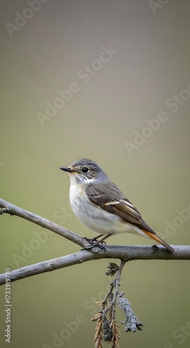Small Bird Perched on Branch.